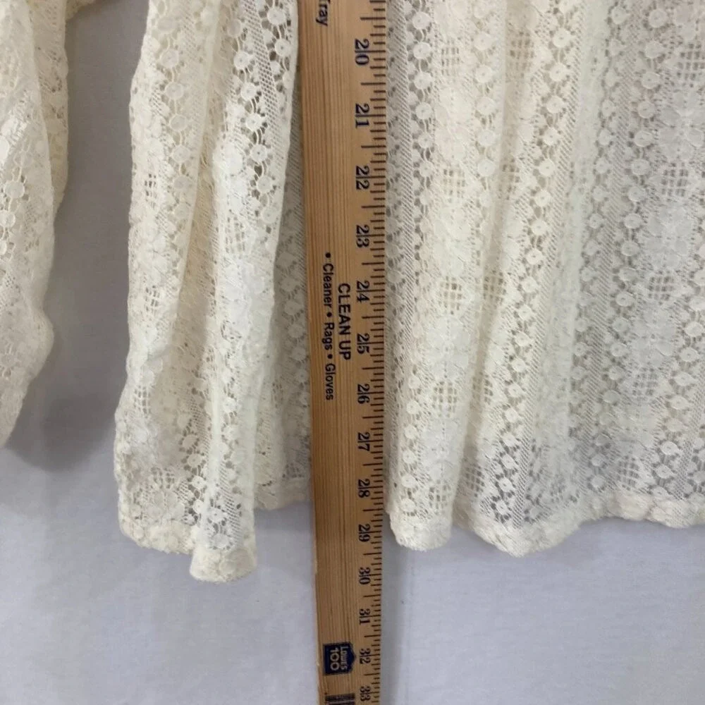 New‎ Old Navy size 2X Cream White Tie Front Lace Crochet Puff Sleeve Top Boho